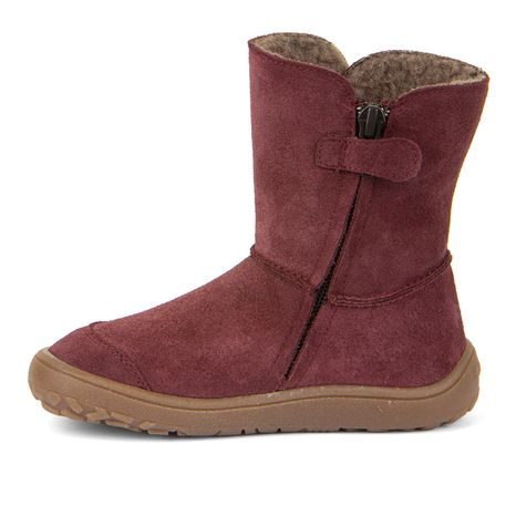 DÍVČÍ ZIMNÍ BAREFOOT BOTY TEX SUEDE  BORDEAUX, FRODDO, G3160238-1, ČERVENÁ