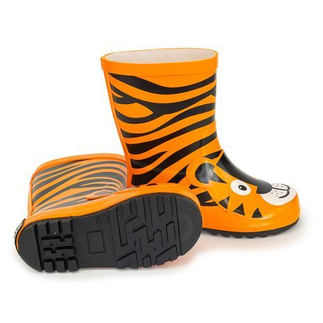 DĚTSKÉ HOLÍNKY GUMOVÉ - POTISK TYGR, PIDILIDI, PL0043-17,  ORANŽOVÁ