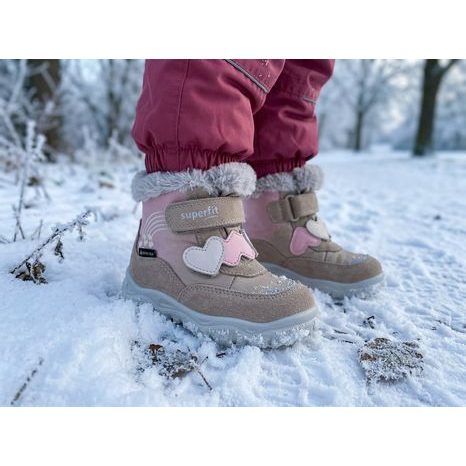 DÍVČÍ ZIMNÍ BOTY HUSKY+ BEIGE/PINK SUPERFIT 1-006061-4000
