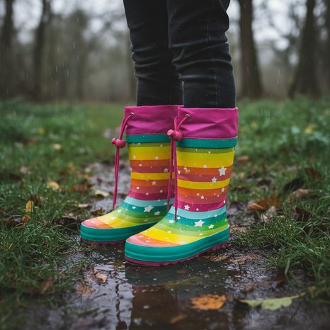 DÍVČÍ HOLÍNKY GUMOVÉ - POTISK RAINBOW, PIDILIDI, PL0051-01, HOLKA