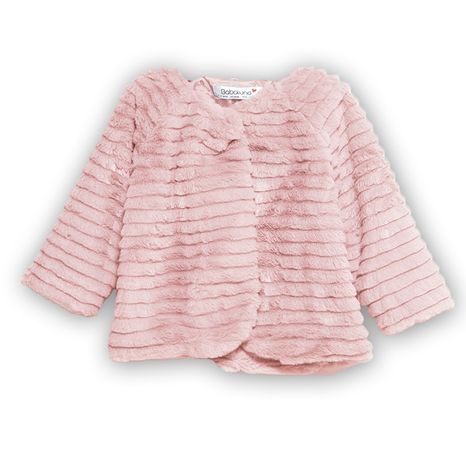 Kabátek kojenecký chlupatý s bavlněnou podšívkou, Minoti, BOW 2, růžová