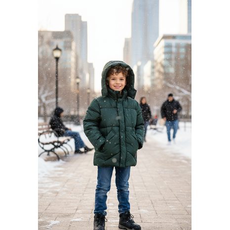 PALTON DE NAILON PUFFA PENTRU BĂIEȚI, MINOTI, GREEN 3, VERDE