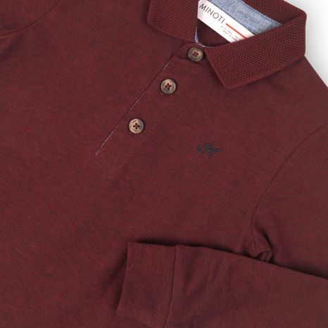 TRICOU POLO DE BUMBAC PENTRU BĂIEȚI, CU MÂNECĂ LUNGĂ, MINOTI, PARTY 3, VIȘINIU