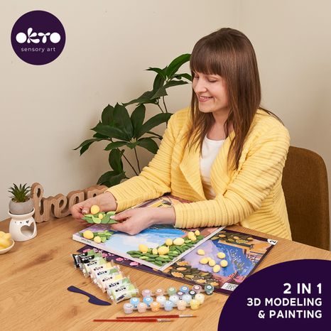 LIFESTYLOVÝ ZÁBĚR NA TVOŘENÍ 3D OBRAZU V MODERNÍM INTERIÉRU