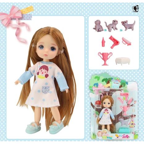 MALÁ PANENKA 12,5 CM S POHYBLIVÝMI KLOUBY A FIGURKOU KOČKY