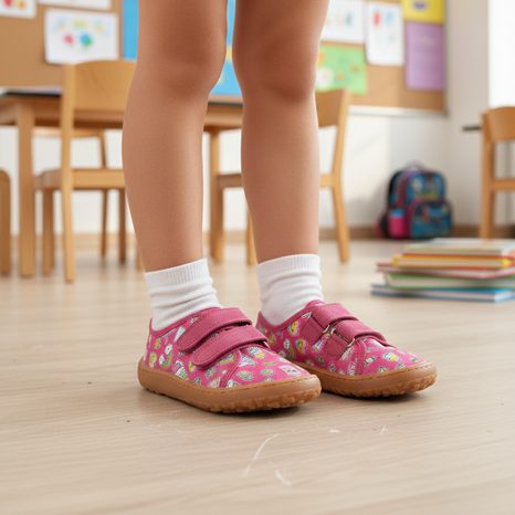 DIEVČENSKÉ PLÁTENÉ BAREFOOT TENISKY CANVAS FUXIA+ FRODDO G1700440-10