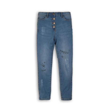 Nohavice dievčenské džínsové s elastanom, Minoti, Wilderness 7, modrá 
