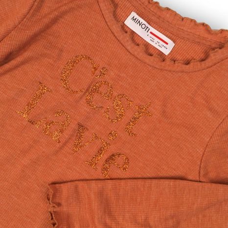 TRIČKO DÍVČÍ S DLOUHÝM RUKÁVEM, MINOTI, TOASTED 1, ORANŽOVÁ