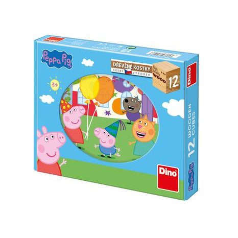 PEPPA PIG 12 Dřevěné kostky, Dino kubusy, W000201