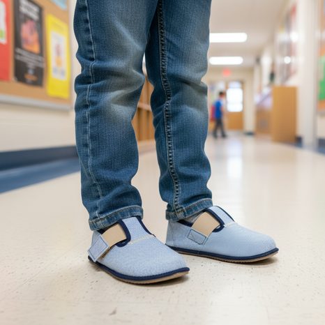 PAPUCI BAREFOOT PENTRU BĂIEȚI PEGRES, BF01 TEXTIL, ALBASTRU