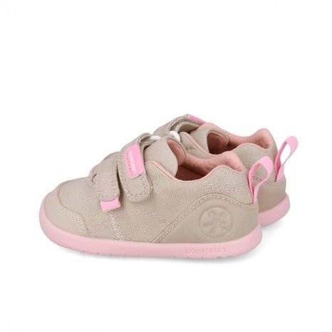 DIEVČENSKÉ BAREFOOT PLÁTENNÉ TENISKY LONA BASICA BEIGE Y ROSA BIOMECANISC 262190-F884