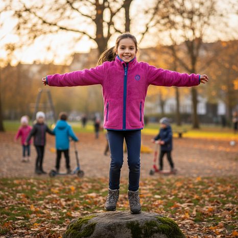 MIKINA DÍVČÍ CHLUPATÁ SE STOJÁČKEM, PIDILIDI, PD1139-07, FUCHSIA