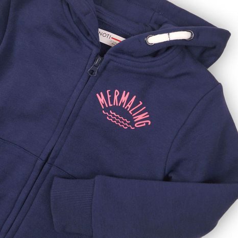 HANORAC CU GLUGĂ CU FERMOAR COMPLET PENTRU FETE, MINOTI, KG ZIP 9, ALBASTRU ÎNCHIS