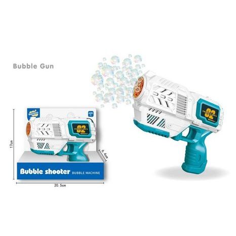 BAREVNÁ BUBLIFUKOVÁ PISTOLE 19,5 CM S LAHVIČKOU NÁHRADNÍ NÁPLNĚ