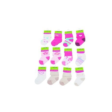 Dojčenské ponožky dievčenské 12 pack (0 až 6m), Pidilidi, PD500, holka MOŽNÉ OBJEDNAŤ LEN CELÉ BALENIE 12 KS