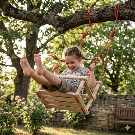 DÍTĚ NA HOUPAČCE NA ZAHRADĚ