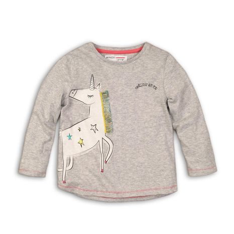 Tricou cu mânecă lungă pentru fete, Minoti, UNICORN 6, gri