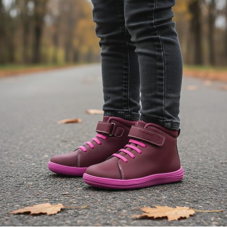 DÍVČÍ CELOROČNÍ BAREFOOT BOTY BUGGA KAMA BURGUNDY B00200-07