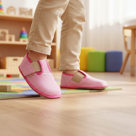 PAPUCI BAREFOOT PENTRU FETE PEGRES, BF01 TEXTIL, ROZ