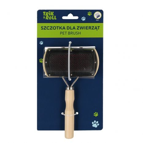 DŘEVĚNÝ OBOUSTRANNÝ KARTÁČ NA SRST PRO PSY A KOČKY O DÉLCE 22 CM
