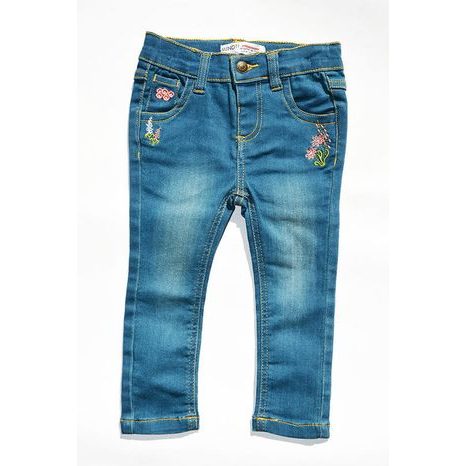 Nohavice dievčenské džínsové, vyšívané, Minoti, FOREST 12, holka