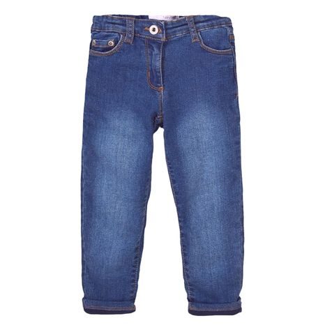 Dievčenské džínsové nohavice s podšívkou a elastanom, Minoti, 8GLNJEAN 4, modrá