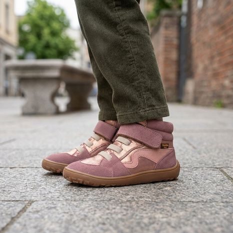 DIEVČENSKÉ CELOROČNÉ ČLENKOVÉ BAREFOOT TOPÁNKY TEX GO PINK/GOLD FRODDO G3110265-6
