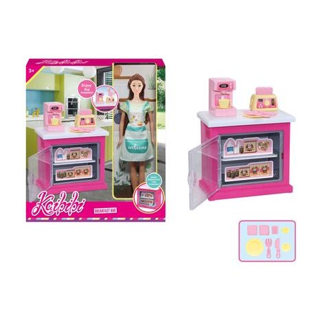 PANENKA KUCHAŘKA 30 CM U KUCHYŇSKÉ SKŘÍŇKY S KÁVOVAREM A TOPINKOVAČEM