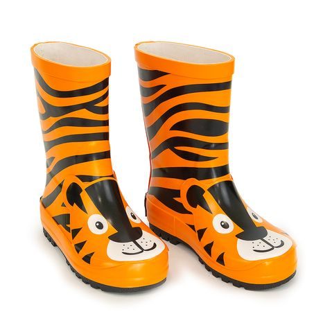 DĚTSKÉ HOLÍNKY GUMOVÉ - POTISK TYGR, PIDILIDI, PL0043-17,  ORANŽOVÁ