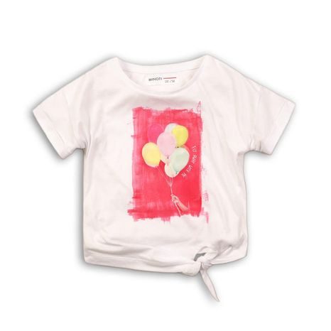 Tricou pentru fetițe, cu mânecă scurtă, Minoti, PALM 2, alb