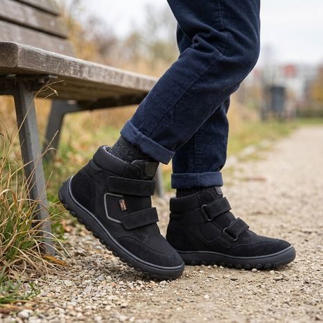 GYEREK EGÉSZ ÉVBEN HORDHATÓ BOKASZÁRÚ BAREFOOT CIPŐ UP HILL TEX BLACK FRODDO G3110281-16
