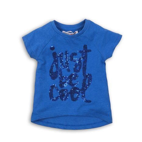 Tricou pentru fetițe, cu mânecă scurtă, Minoti, vibe 7, albastru