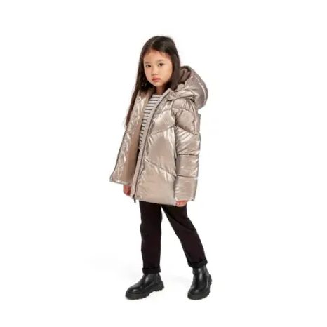 PALTON MATLASAT PUFFA PENTRU FETE CU CĂPTUȘEALĂ DIN BLANĂ, MINOTI, 16 HAINĂ 20, MARO