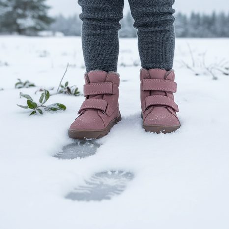 CIZME BAREFOOT DE IARNĂ PENTRU FETE ZERU TEX FURRY DARK PINK FRODDO G2110151-5