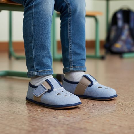 BAREFOOT BĂIEȚI PAPUCI PEGRES BF03 TEXTILE - ALBASTRU