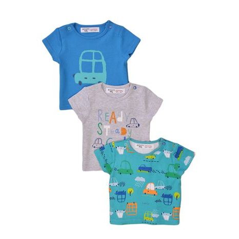 Tričko kojenecké s krátkým rukávem 3pack, Minoti, Transport 3, modrá