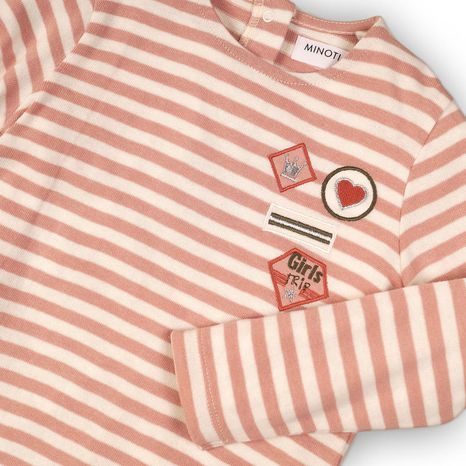 TRIČKO DÍVČÍ BAVLNĚNÉ S DLOUHÝM RUKÁVEM, MINOTI, TRIP 7, RŮŽOVÁ