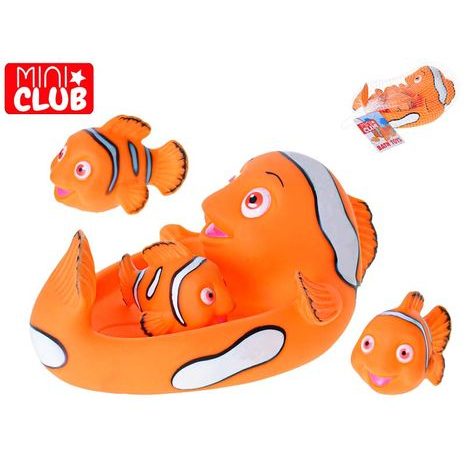 BAREVNÁ PLASTOVÁ SADA MINI CLUB S VELKOU RYBOU A TŘEMI MALÝMI RYBIČKAMI DO VODY