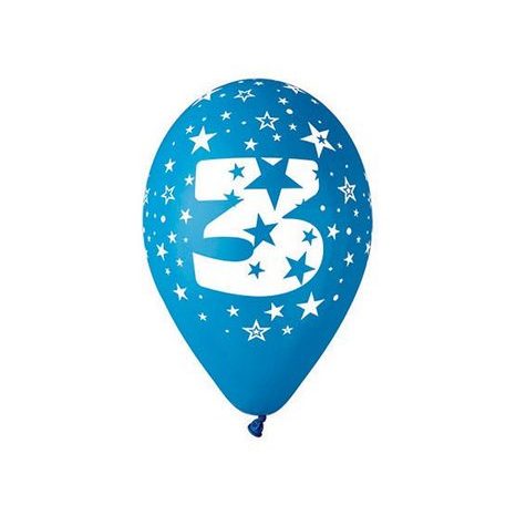 Balónek nafukovací - sada 5ks ČÍSLO "3", Smart Balloons, W040541 
