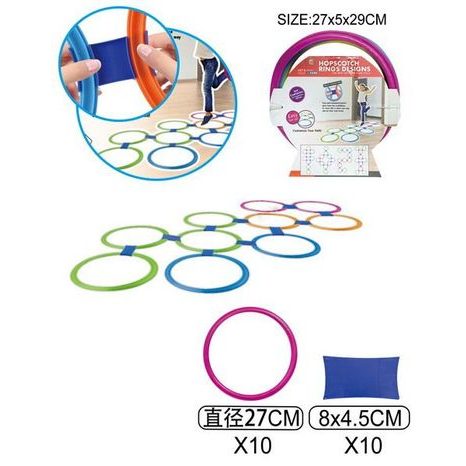 SADA DESETI BAREVNÝCH SKÁKACÍCH KRUHŮ SE SPOJKAMI PRO VYTVOŘENÍ DRÁHY