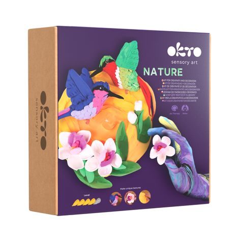 OKTO NATURE VÝTVARNÁ MODELOVACÍ SADA S MOTIVEM KOLIBŘÍKŮ V DÁRKOVÉ KRABICI