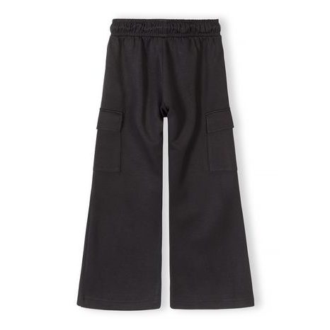 PANTALONI DE TRENING PENTRU FETE, LARGI, CARGO, CU TALIE ELASTICĂ ȘI ȘNUR DE STRÂNGERE MINOTI 30SCUBA157, NEGRI