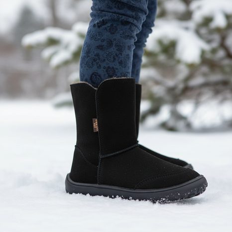DĚTSKÉ ZIMNÍ BAREFOOT BOTY TEX SUEDE BLACK  G3160250-7