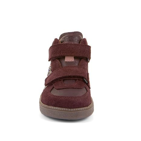 DIEVČENSKÉ CELOROČNÉ KOŽENÉ ČLENKOVÉ BAREFOOT TOPÁNKY LOOP HIGH-TOPS DARK BORDEAUX FRODDO G2110157-4
