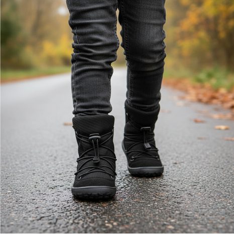 DĚTSKÉ ZIMNÍ BAREFOOT BOTY TEX TRACK WOOL BLACK G3160251-13