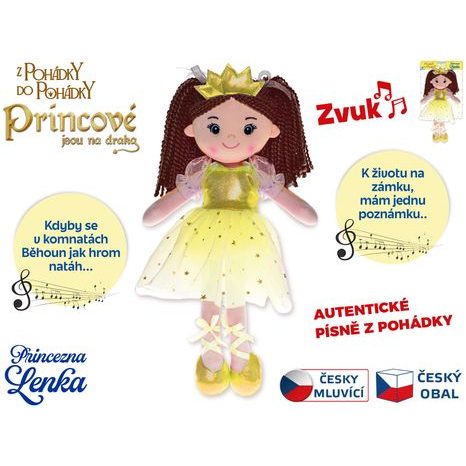 DETAIL OBLIČEJE A MĚKKÉHO TĚLÍČKA ZPÍVAJÍCÍ PRINCEZNY LENKY PRO DĚTI