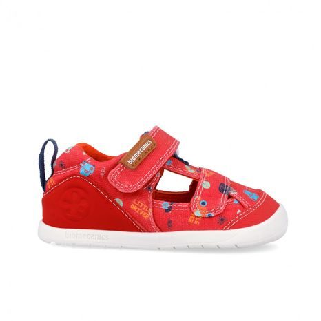 LÁNY BAREFOOT SZANDÁL LONA ESTAMPADA ROJO BIOMECANICS 262197-B204