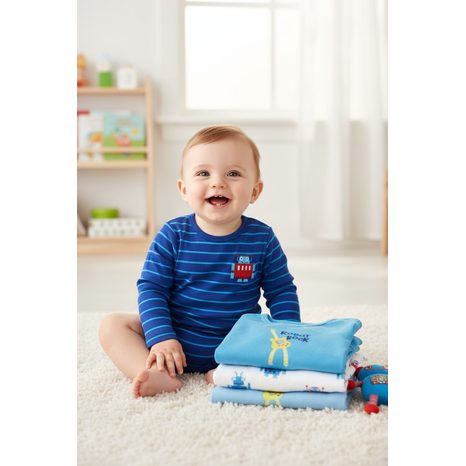 DOJČENSKÉ BODY 4PACK, DLHÝ RUKÁV, PIDILIDI, PD1004, CHLAPEC