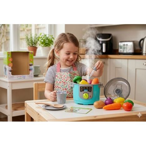 DETSKA HRACKA PARNI HRNEC SE SVETLEM A MAKETAMI POTRAVIN