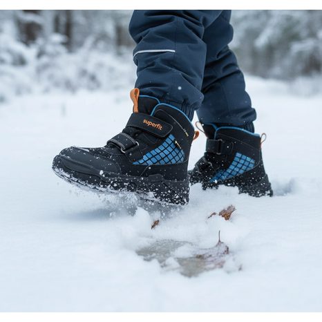 CIZME DE IARNĂ PENTRU COPII SNOW MAX NEGRU/ALBASTRU GORE-TEX, SUPERFIT,1-002022-0030